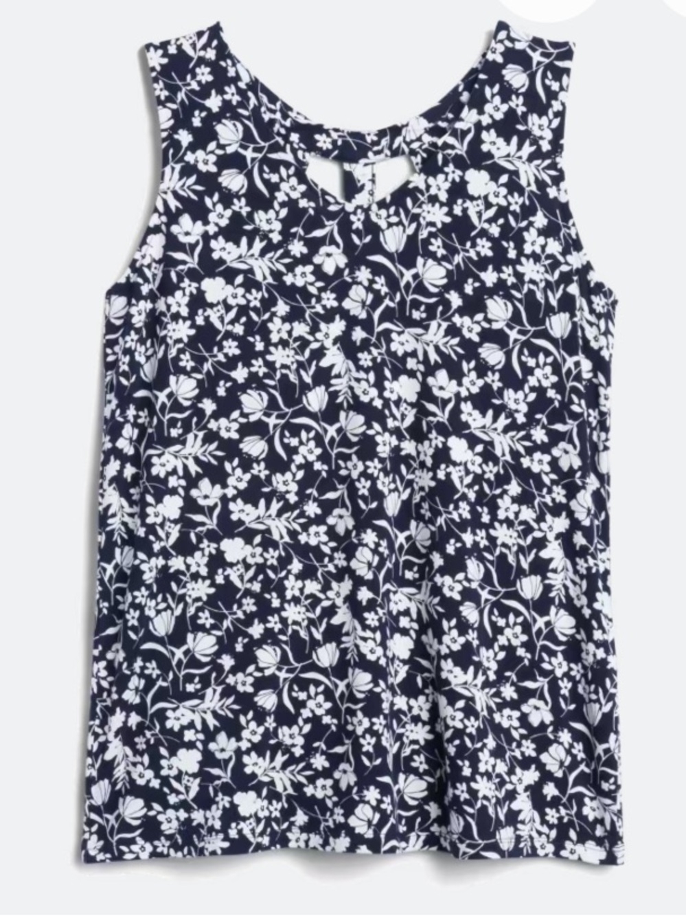 Market & Spruce Navy Floral Keyhole Sleeveless Tank